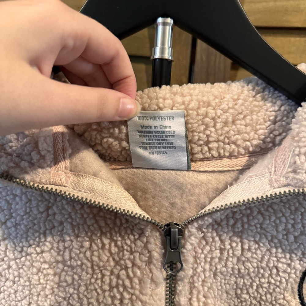 Bucees Women's Pullover Sherpa Fleece Pink Quarter Zip Jacket Medium - Picture 3 of 4